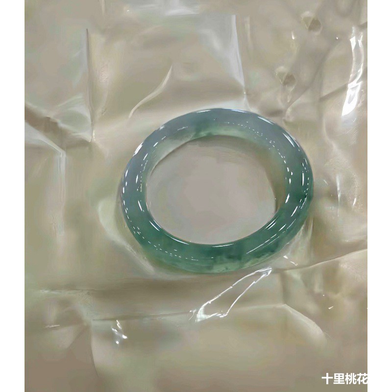 Bracelets - Natürliches burmesisches Eisjade-Armband, echt, runde Form,