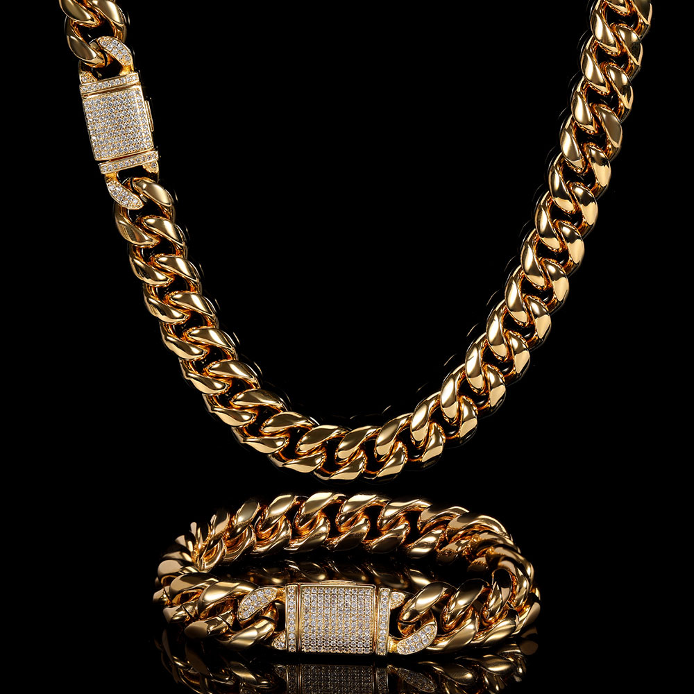 Cuban Link Chain 12Mm - 12 mm Miami Herren-Halskette mit kubanischem