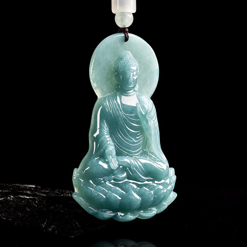 Necklaces - Natürliche burmesische Jadeit-Buddha-Anhänger-Halskette, modischer Schmuck aus