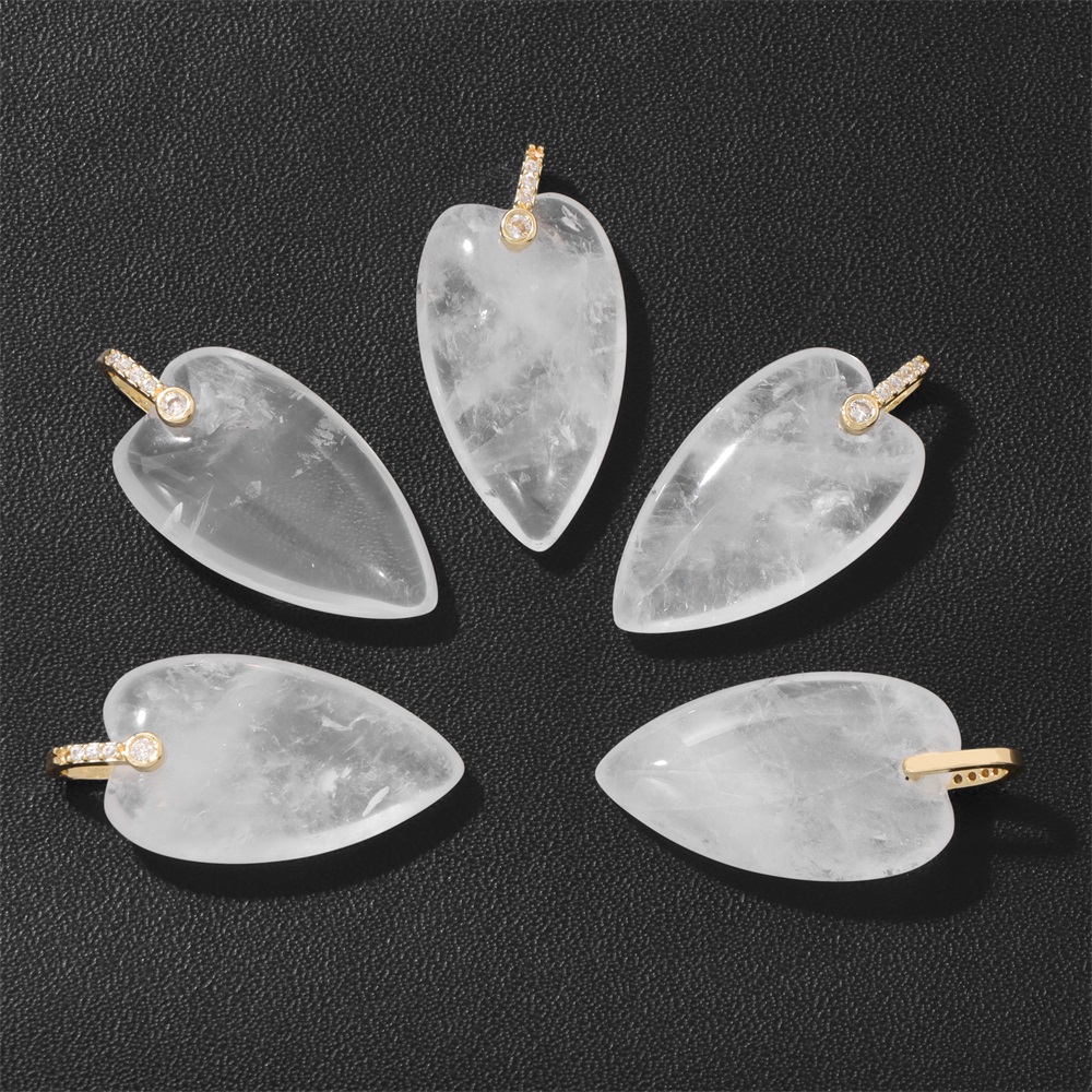 Crystal Pendant Necklace Natural Stone - 2 Stück Naturstein-Herzanhänger, Heilkristall-Charm für DIY-Halsketten