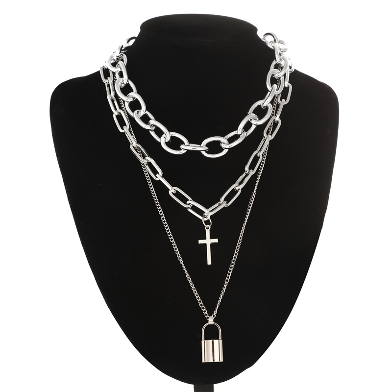 Layered Pendant Necklace Aesthetic - FNQUFUJ Layered Grunge ästhetischer Schmuck Punk-Kettenhalskette