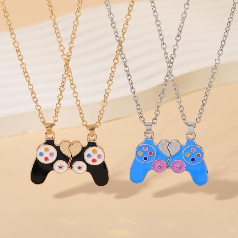 Magnetic Couple Matching Necklaces - Paar-Magnet-Game-Controller-Halsketten, 2 Stück, minimalistischer Emaille-Herzanhänger, Schmuck