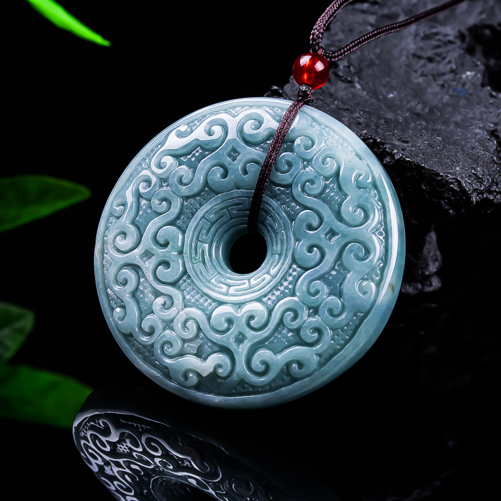 Necklaces - Natürliche burmesische Jadeit-Blumen-Anhänger-Halskette, Vintage-Designer-Schmuck, luxuriöse Accessoires,
