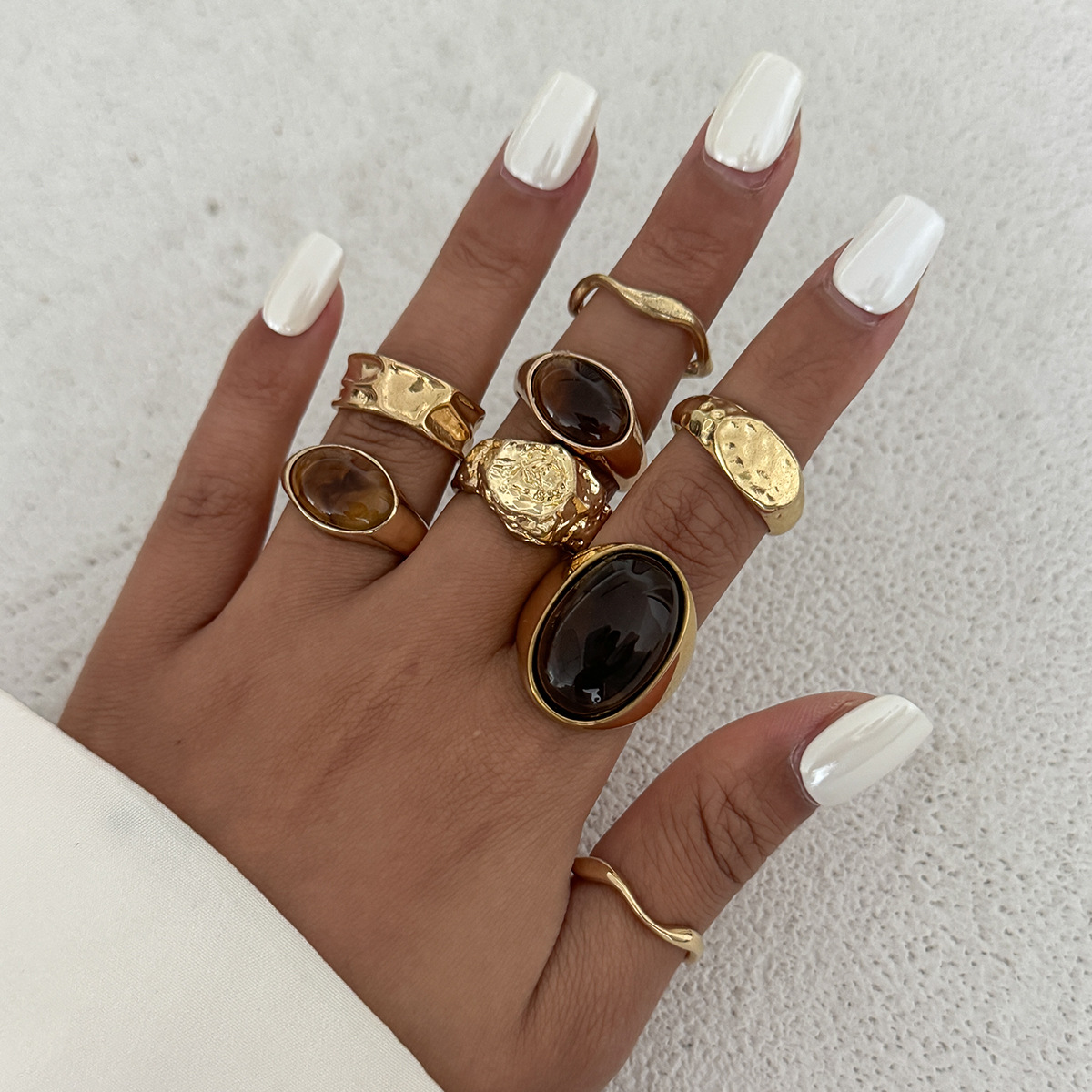 Vintage Punk Knuckle Rings Set - 8 Teile/satz Vintage Bernstein Strass Metall