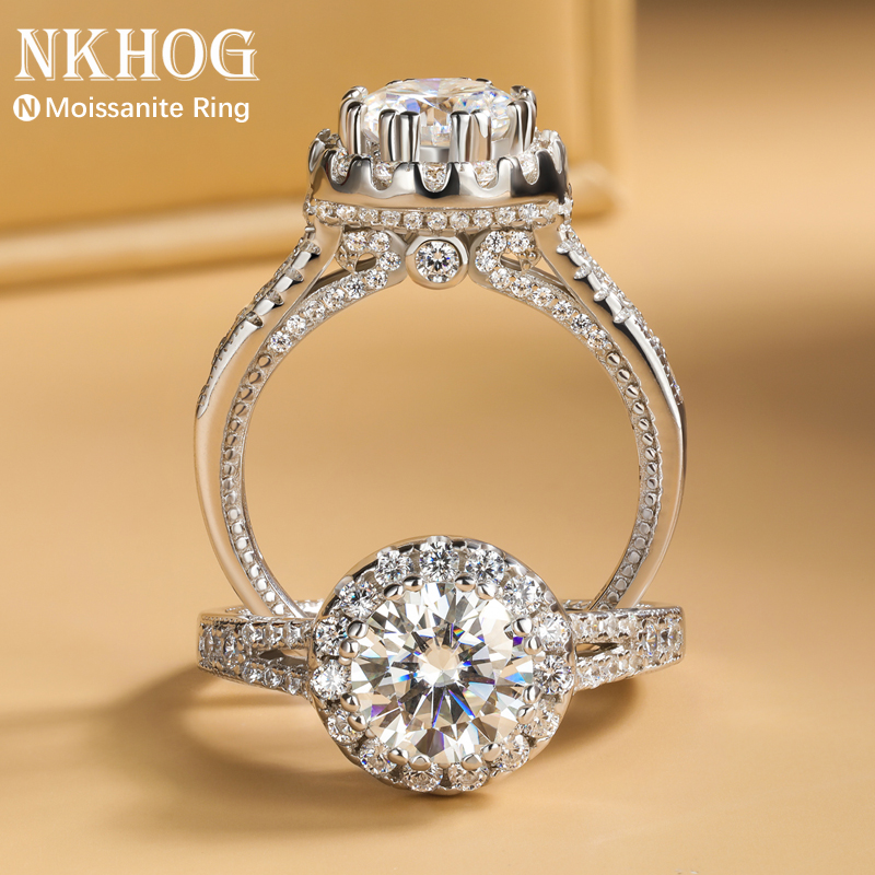 Moissanite Engagement Ring 1 Carat - Echte 2 Karat Moissanit-Ringe aus 925er-Sterlingsilber,