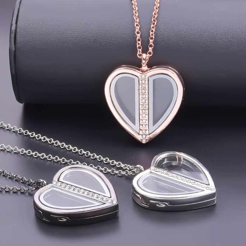 Heart Locket Necklace Photo - Magnet Herz Medaillon Halskette Für Frauen