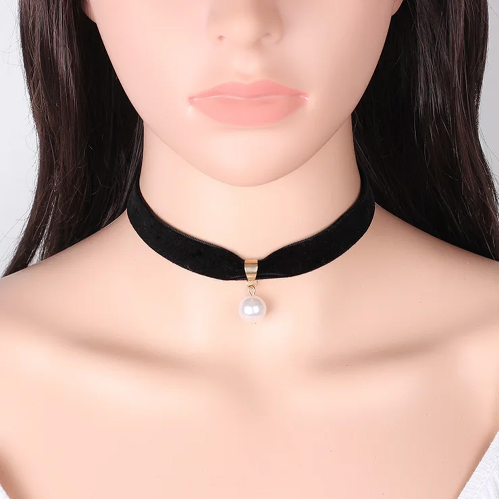 Pearl Choker Necklace Vintage - Einfache Vintage-Perlenkette Kurze Schwarze Schlüsselbein-Halskette Gotische
