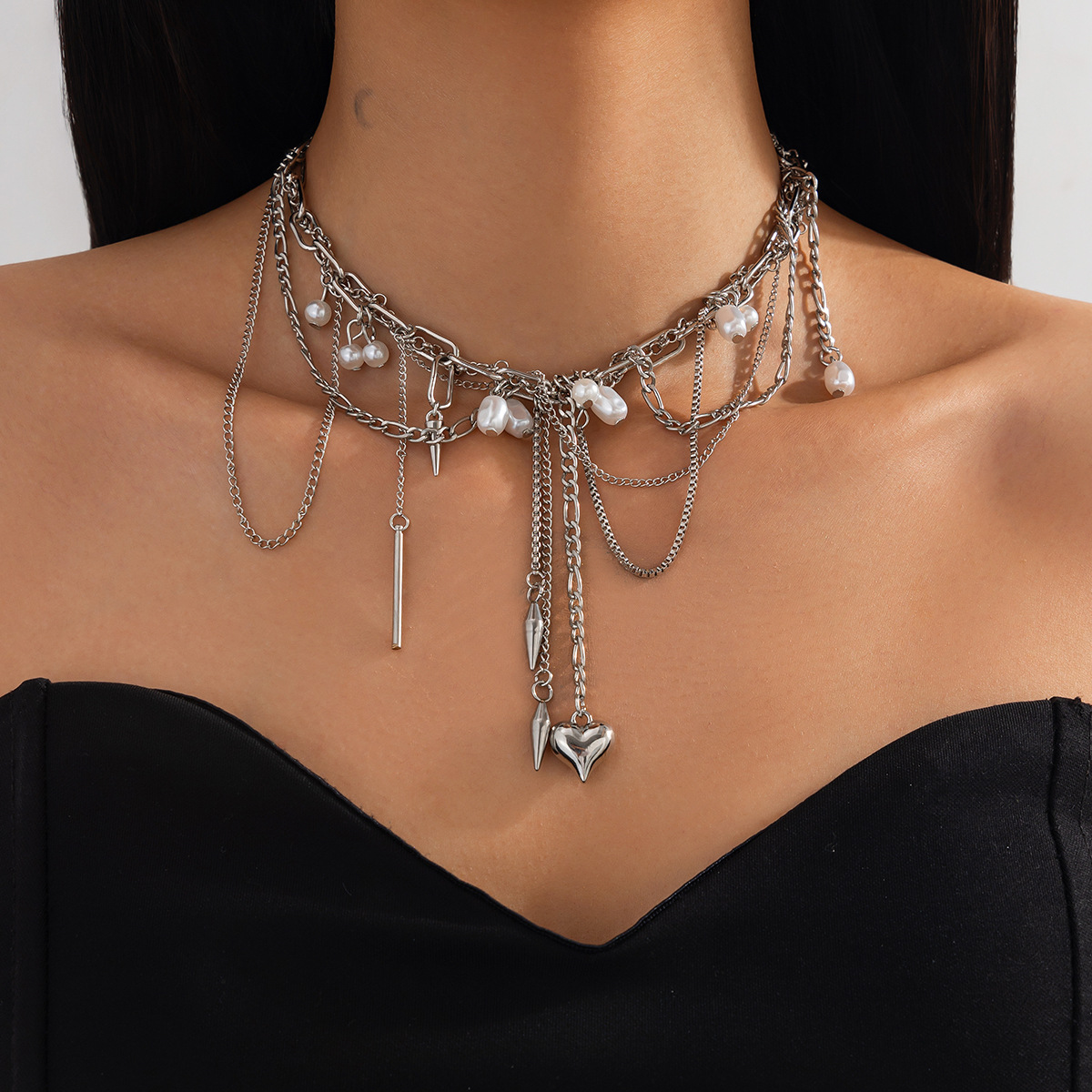 Pearl Choker Necklace Vintage - Vintage Unregelmäßige Imitationsperlen-Halsketten Elegante Punk Gothic