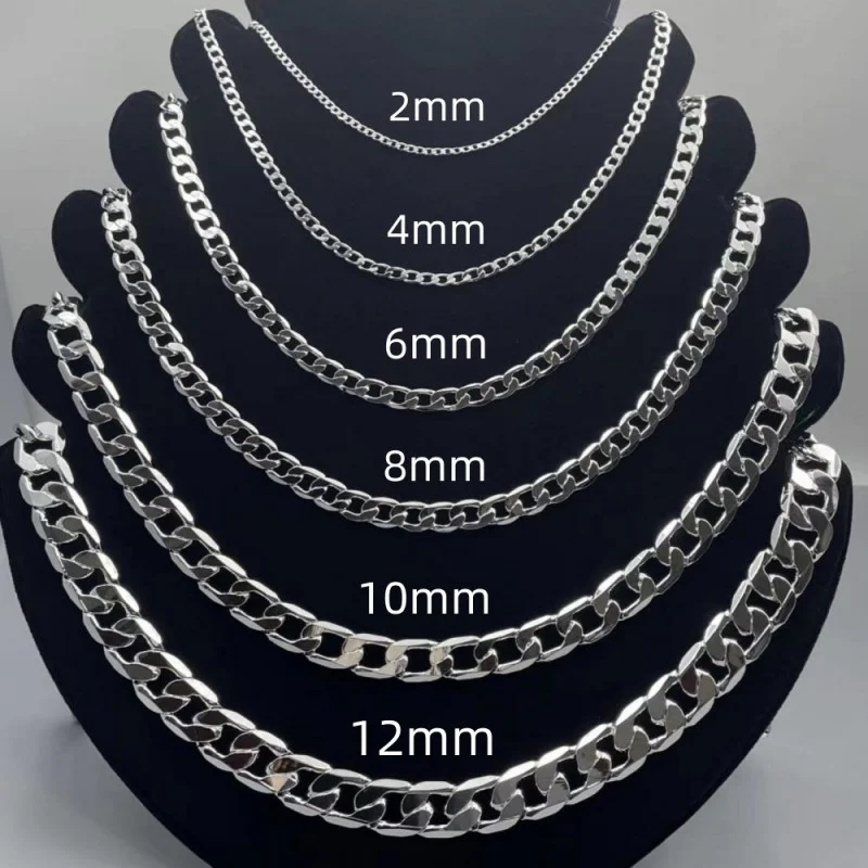 Cuban Link Chain 12Mm - Herren-Halskette aus 925er-Sterlingsilber, 2/4/6/8/10/12 mm, 40–75