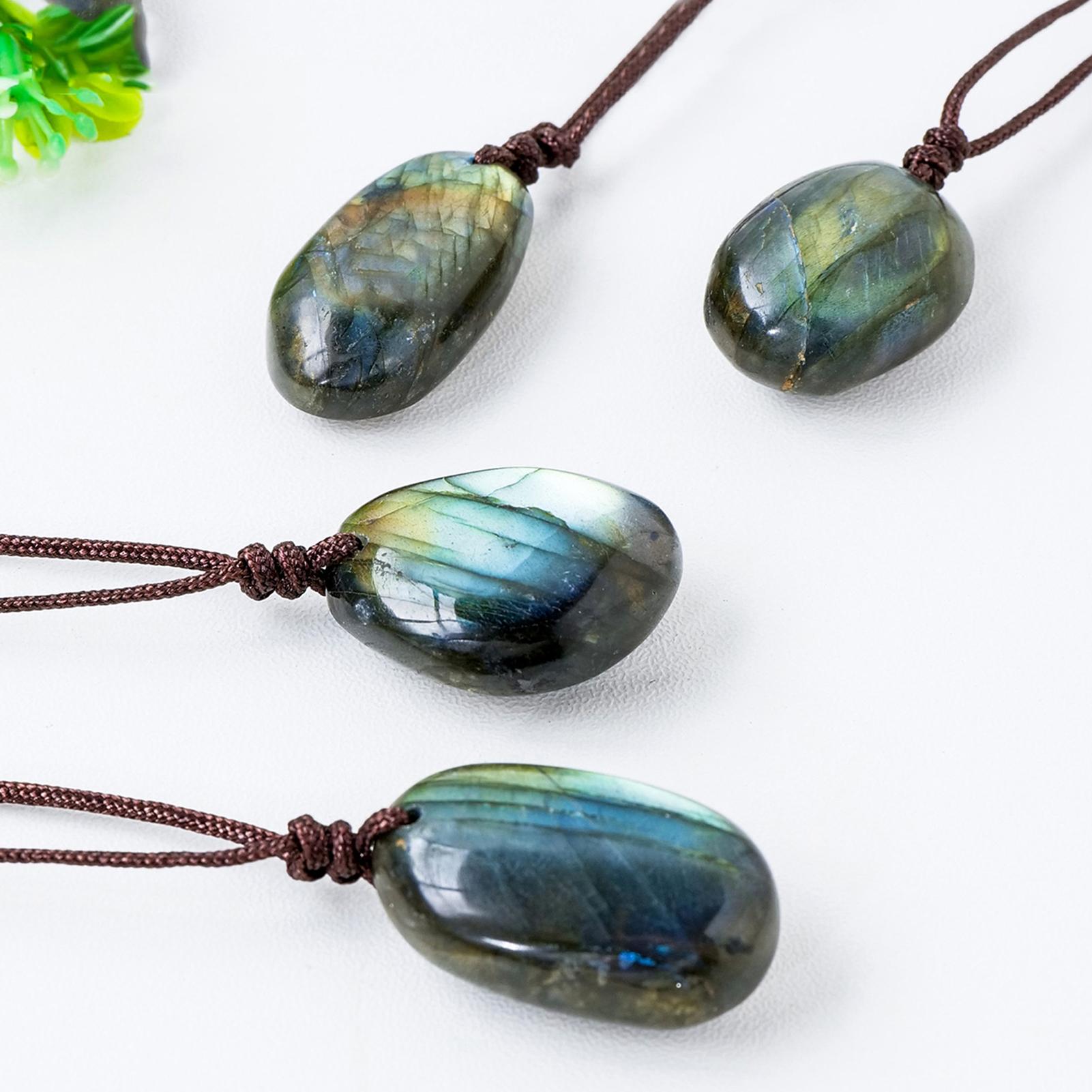 Crystal Pendant Necklace Natural Stone - Natürliche Labradorit Anhänger Halsketten Männer Frauen