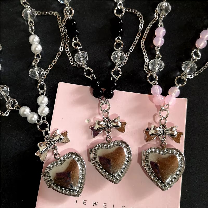 Heart Locket Necklace Photo - Goth Y2K Herz Medaillon Anhänger Edelstahl