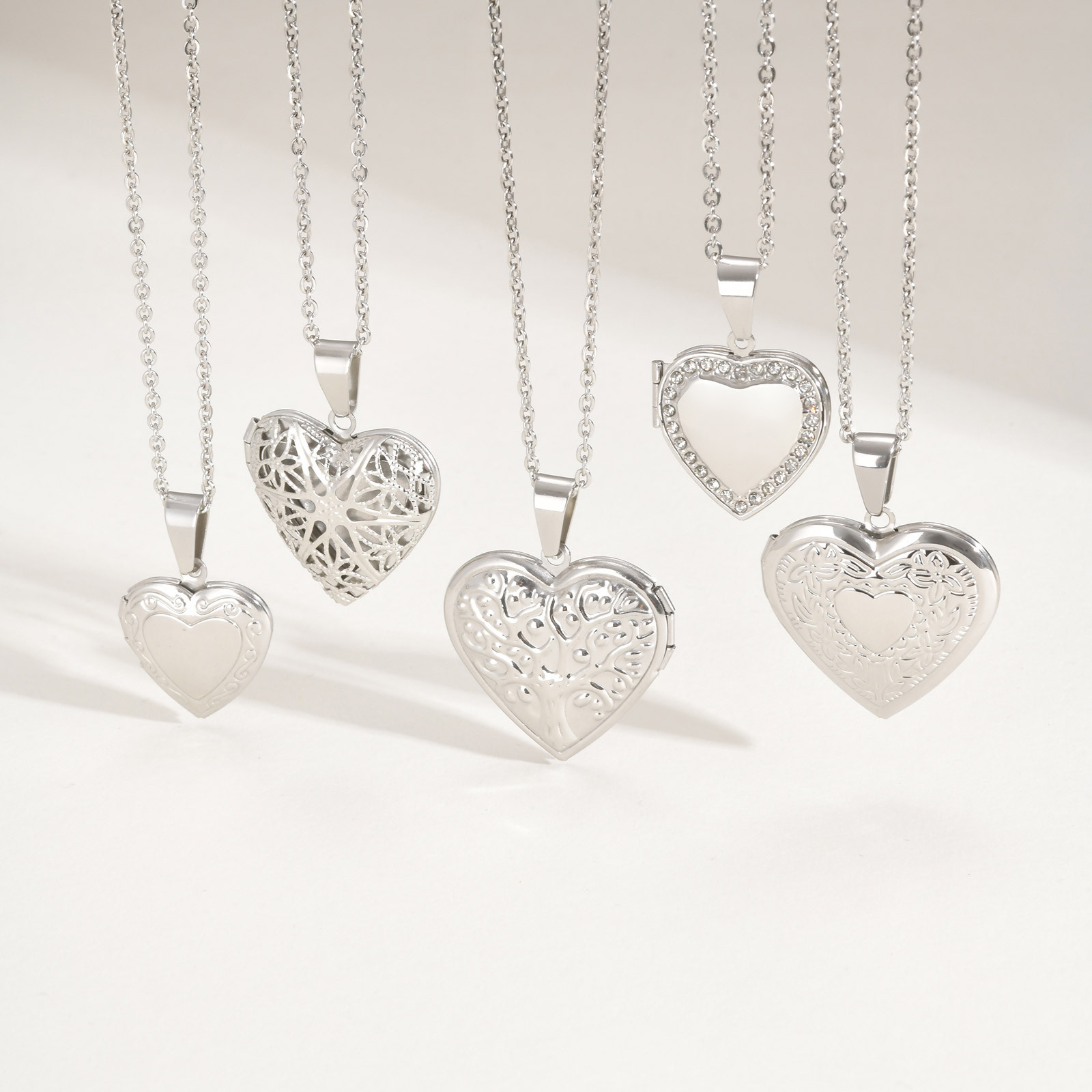 Heart Locket Necklace Photo - Vnox Never Fade Silberfarbener Damen-Medaillon-Anhänger aus
