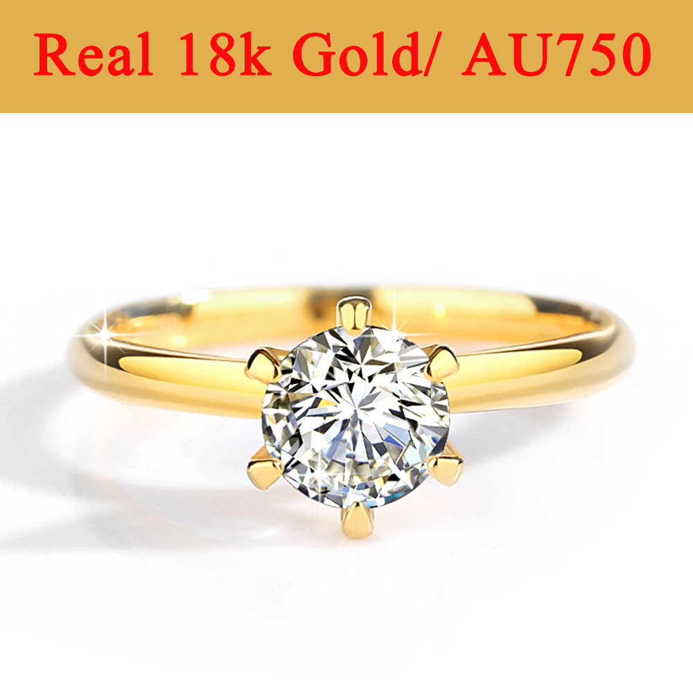 Moissanite Engagement Ring 1 Carat - Echtes Gold 18 Karat Moissanit Ringe