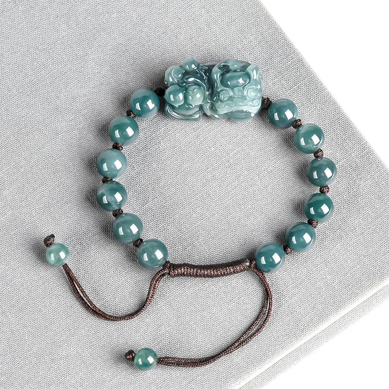 Bracelets - Burmesische Jadeit Pixiu Armbänder Armreif blau