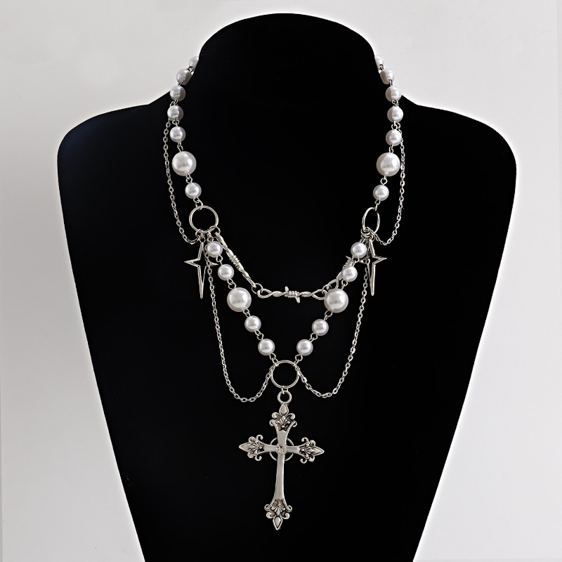 Punk Kreuze Anhänger Halskette – Pearl Choker Necklace Vintage Bewertung und Preis