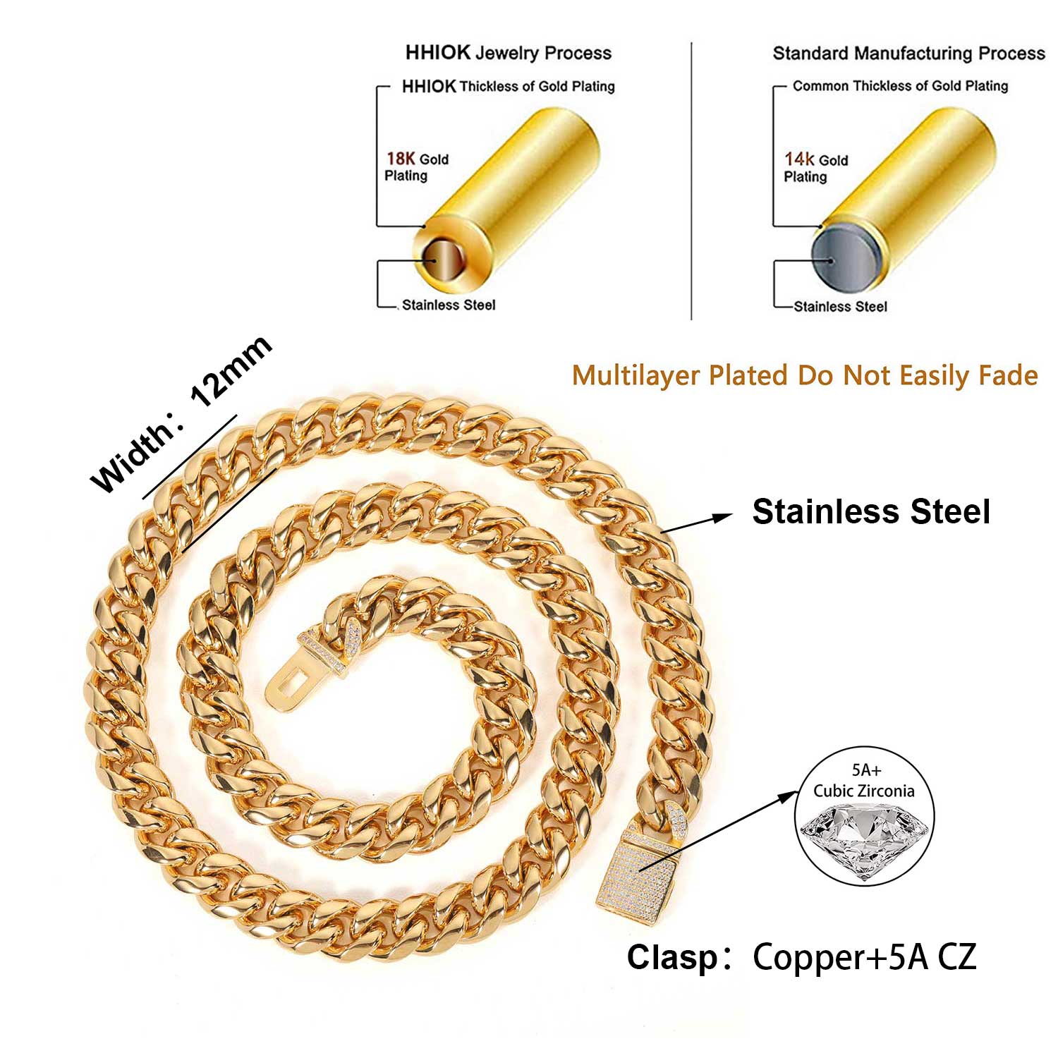 12 mm Miami Herren-Halskette m – Cuban Link Chain 12Mm Bewertung und Preis