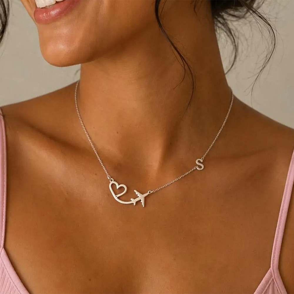 Personalisierte Herz-Flugzeug- – Custom Name Necklace Stainless Steel Bewertung und Preis