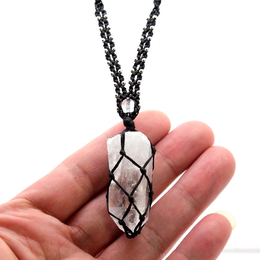 Kristall Quarz Makramee Gefloc – Crystal Pendant Necklace Natural Stone Bewertung und Preis