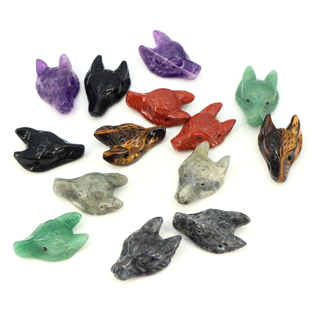 40 mm Wolfskopf-Stein-Anhänger – Crystal Pendant Necklace Natural Stone Bewertung und Preis