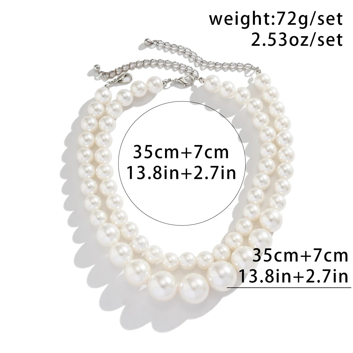 2 Teile/satz Übertrieben Große – Pearl Choker Necklace Vintage Bewertung und Preis