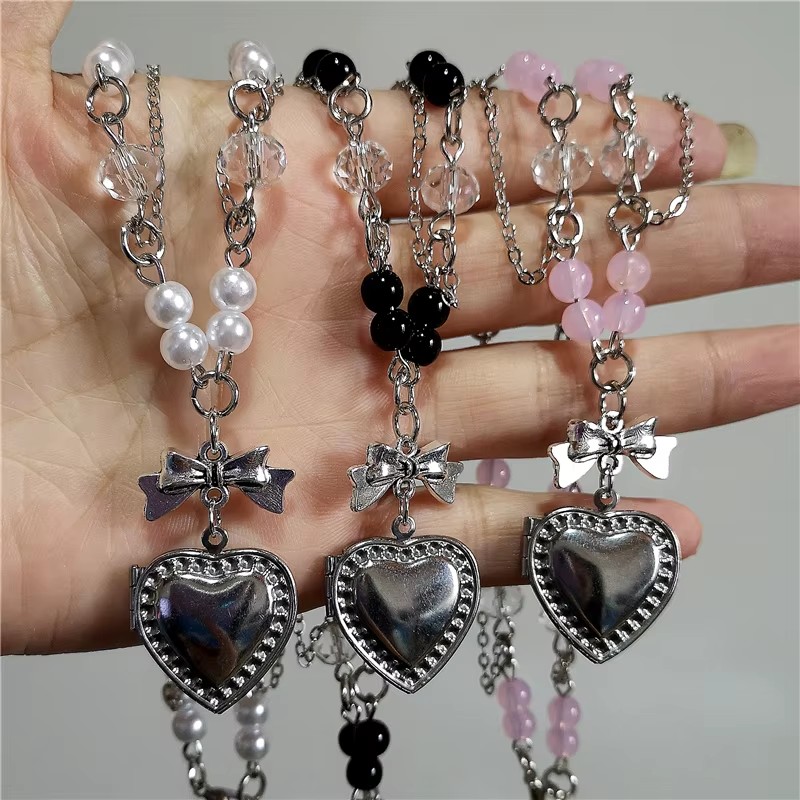 Goth Y2K Herz Medaillon Anhäng – Heart Locket Necklace Photo Bewertung und Preis