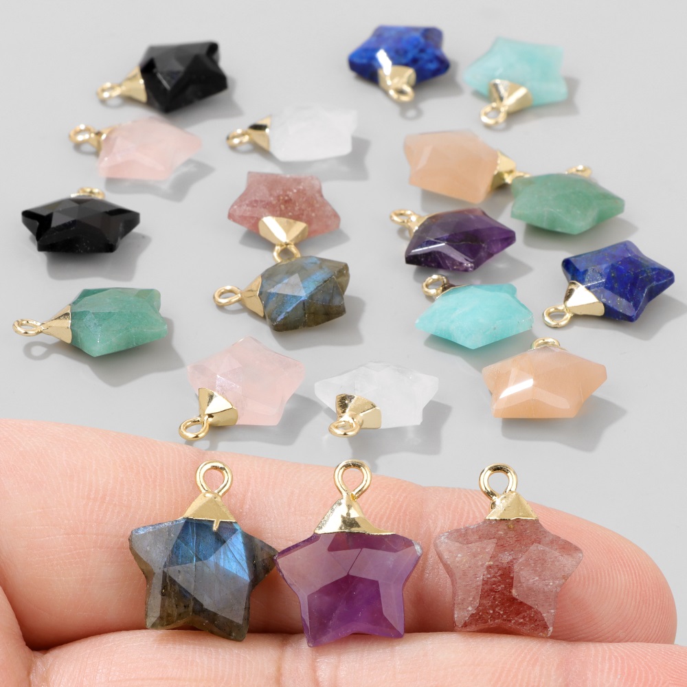 2 Stück Sternform Stein Anhäng – Crystal Pendant Necklace Natural Stone Bewertung und Preis