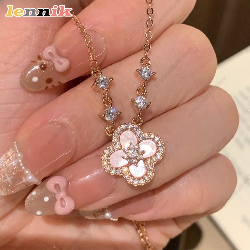 Rosa Muschel-Halskette, vierbl – Layered Pendant Necklace Aesthetic Bewertung und Preis